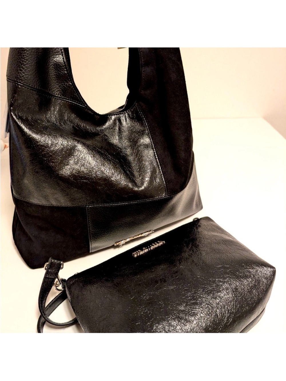 NWT Steve Madden
BDEMPSYS Black
Patchwork Hobo
Shoulder Bag w/ Crossbody
Pouch